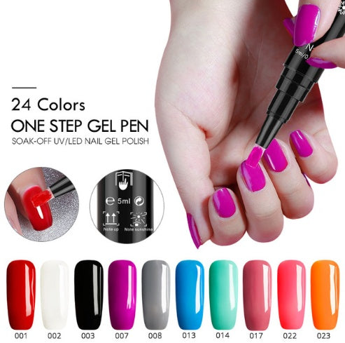 Gel Nail Varnish Pen Glitter One Step Nail Art