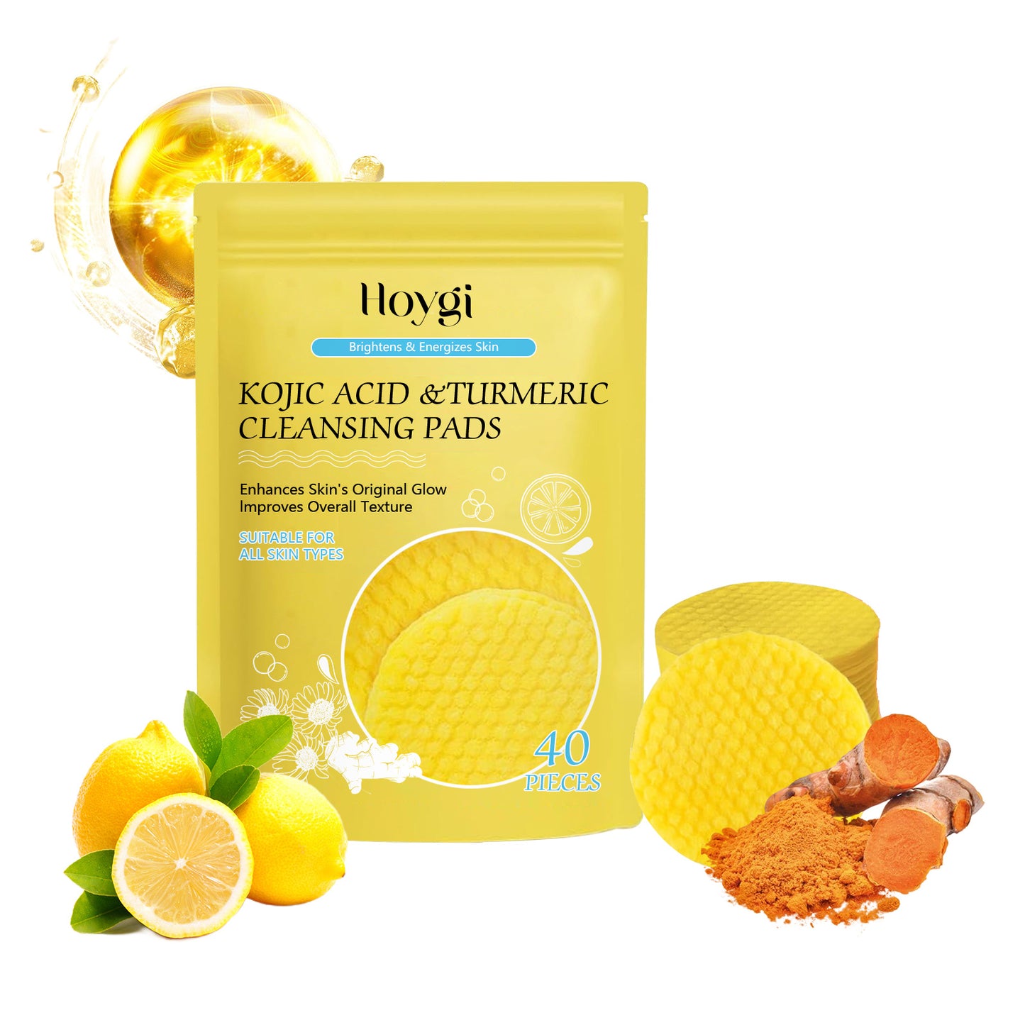 HOYGI Turmeric Acid Cleansing Pad Face Skin Pore Cleansing Makeup Remover