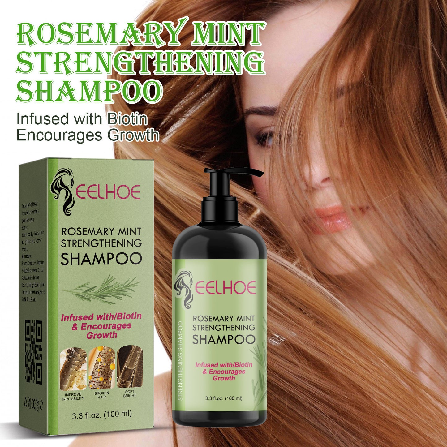 Rosemary Mint Shampoo Moisturizing Supple Hair Repair Dry Frizz Refreshing Shampoo